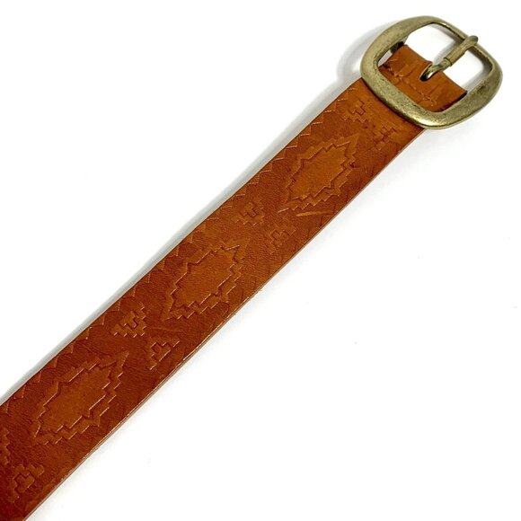 Liz Claiborne Southwestern Brown Tooled Genuine Leather Belt - Women's Size M - Picture 6 of 7